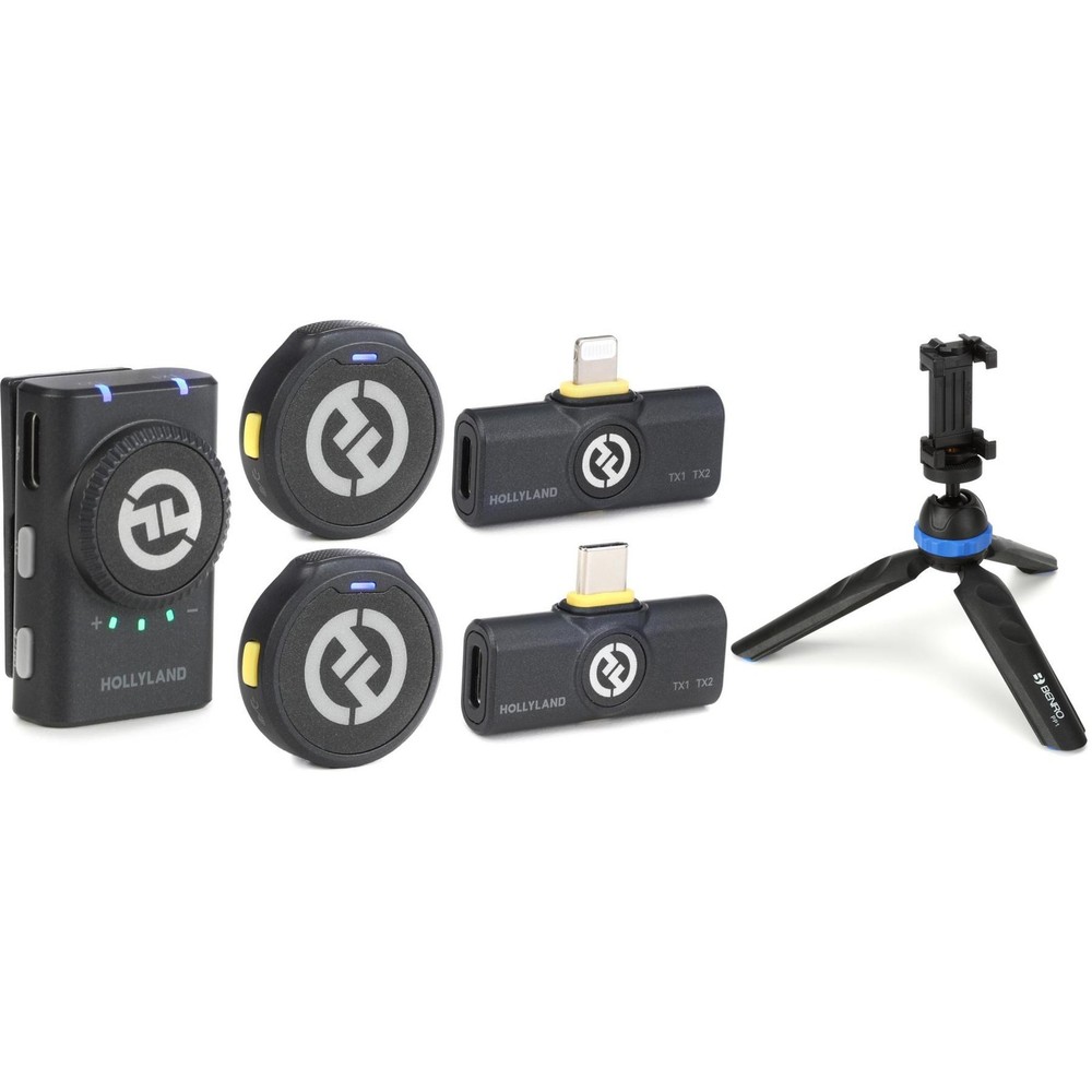 Hollyland Lark M2 Lavalier Microphone Combo with Mini Tripod/Handgrip – Shine