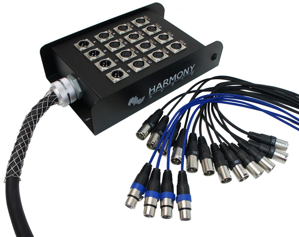 Harmony Audio HA-SB1650 XLR Snake Cable 16 Channel – 50 Feet (12 Send 4 Returns)