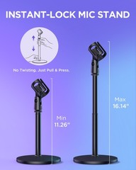 Desktop Microphone Stand, Telescopic Table Mic Stand for Desk Adjustable with…