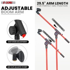 5Core Tripod Mic Stand Adjustable Heavy Duty Floor Holder Microphone Boom Arm 4x