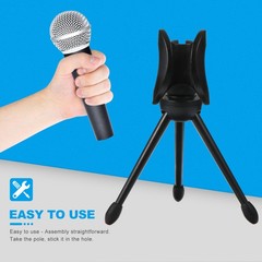 1 Set 2Pcs Microphone Tripods Practical Mic Table Stands (Black)