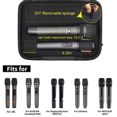 Large Wireless Microphone Case for 2 Handheld Mics & Receiver, Hard Carrying Bag