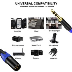 5FT / 1PACK 1/4 TRS to Dual XLR Cable 1/4 Inch 6.35mm TRS to XLR Dual Y-Split