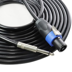 50 Feet Speakon Male to 1/4″ TS Speaker Wire Pro PA Audio Mixer Extension Cable