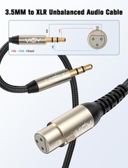 XLR to 3.5MM Cable 10 FT, Unbalanced Aux Male to XLR Female Cord, 1/8 Inch to