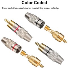 Elechood 20Pack RCA Male Plug Solder, Gold Audio Video Cable Adapter