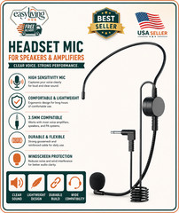 Hands Free Microphone Headset Mic,Flexible Wired Boom for Voice Amplifier, 3….