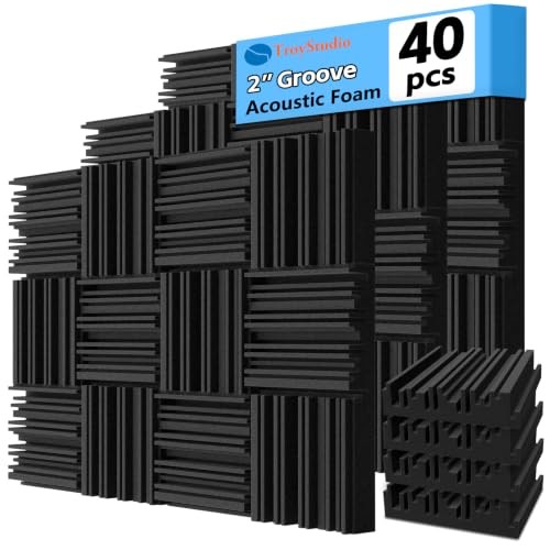 Thick Acoustic Foam Panels, 12 X 12 X 2 Inch 40 Pcs Broadband Sound Absorbing