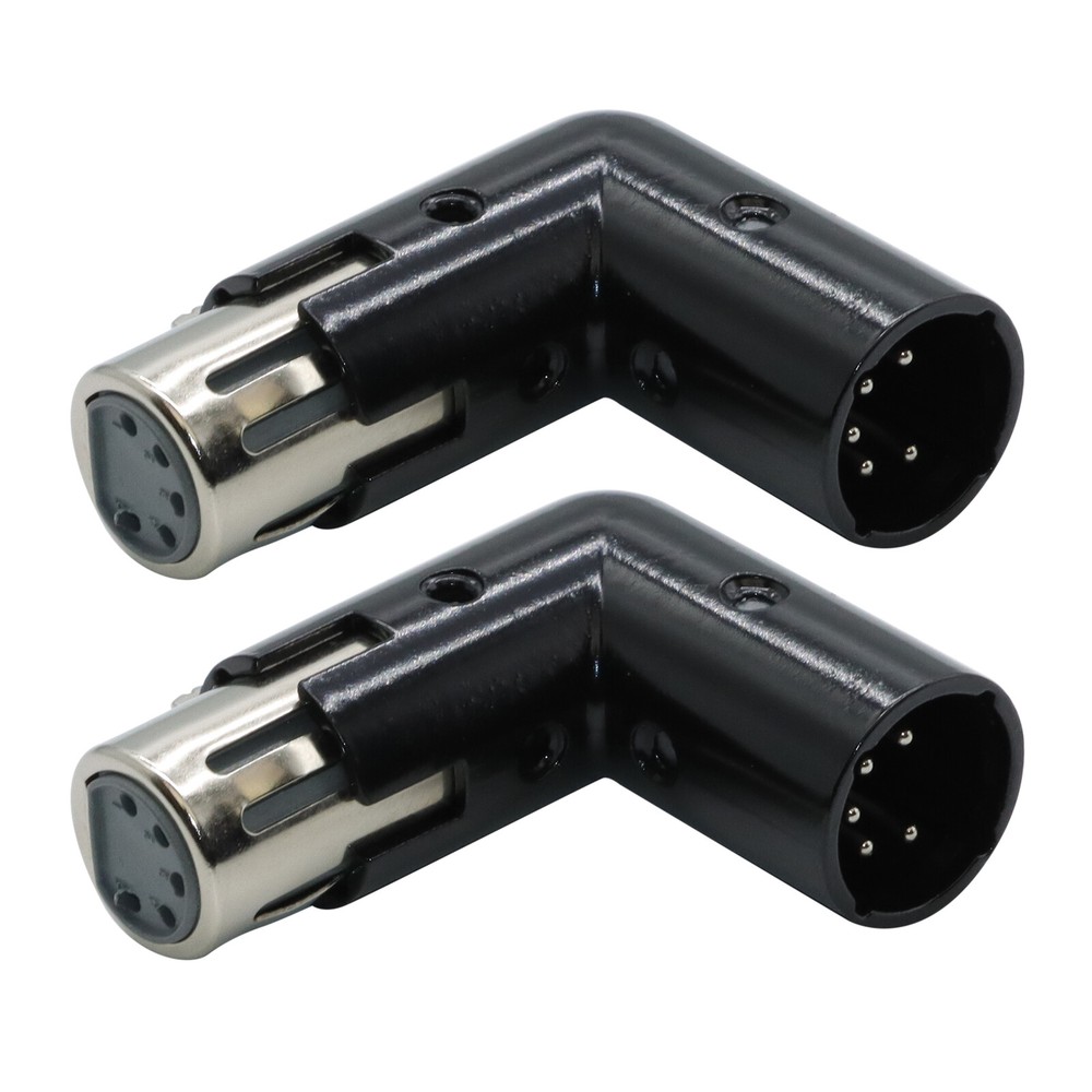 2x 5-PIN XLR Angle Adapter Plug Male & Female Adjustable to 4 Angle Positions