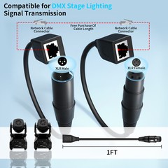 3 Pin XLR to RJ45 Adapter XLR to Cat5,DMX to Ethernet XLR to Cat5 Cat 6 Ethernet