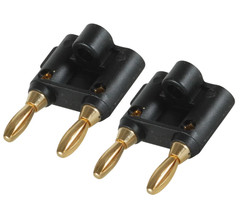 (2) Two Dual Black Banana Plug Gold Plated 4mm Screw Type for 12Ga Speaker Cable