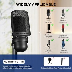 Microphone Pop Filter for Vocal Recording YouTube Streaming Compatible Universal