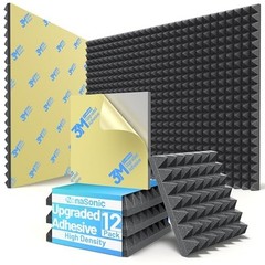12 Pack Soundproof Foam Panels – High Density Acoustic Wall Tiles, 2″x12″x12″, S