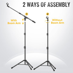 Microphone Stand for Light Microphone Less than 1 LB – Tripod Boom Arm Mic Stand