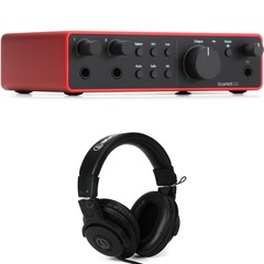 Focusrite Scarlett 2i2 4th Gen USB Audio Interface and Audio-Technica ATH-M30x