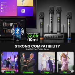 UHF Wireless Karaoke Microphone System with Bluetooth Receiver & Echo Control