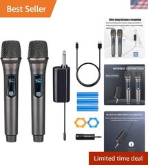 Wireless Microphone, Rechargeable Fixed Frequency Wireless Dual Microphone,Ha…