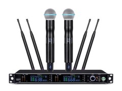 UHF PLL Professional True Diversity Dual Wireless Cordless Microphone mic System