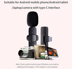 Lavalier Microphone Wireless Audio Video Recording Mini Mic For Android/iPhone