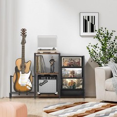 Record Player Stand, Guitar Stand For Acoustic, Electric Guitar, Bass With Amp