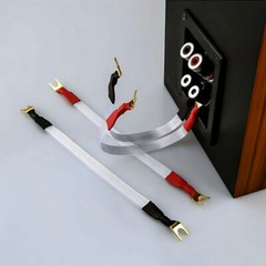 4pcs 20cm OCC Silver Plated Flat HiFi Speaker Jumper Cable Y Spade Bridge Cord