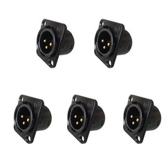 5pcs XLR 3Pin Male panel mount chassis, Fine black nickel plated housing