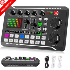 Facmogu F998 Live Sound Card Audio Mixer, Podcast