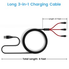 USB C Charging Cable for Rode Wireless Go 2 / ii Microphone System, 3-in-1 Ty…