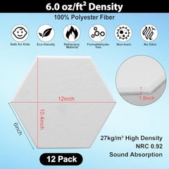 12 Pack Acoustic Panels Self Adhesive Sound Proof Foam, High Density white