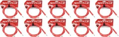 10 Rockville RCTR110R Red 10′ 1/4“ TRS to 1/4“ TRS Cable 100% Copper