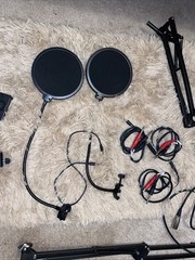 Harbinger Lvl Podcast Lot Microphones Tonor Stands Cords Filters