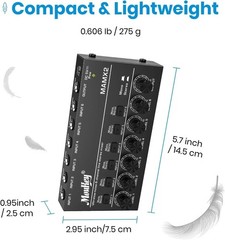 Audio Mixer, DC 5V, 6 Stereo Ultra, Low Noise 6 Channel Line Mixer for Sub-Mi…