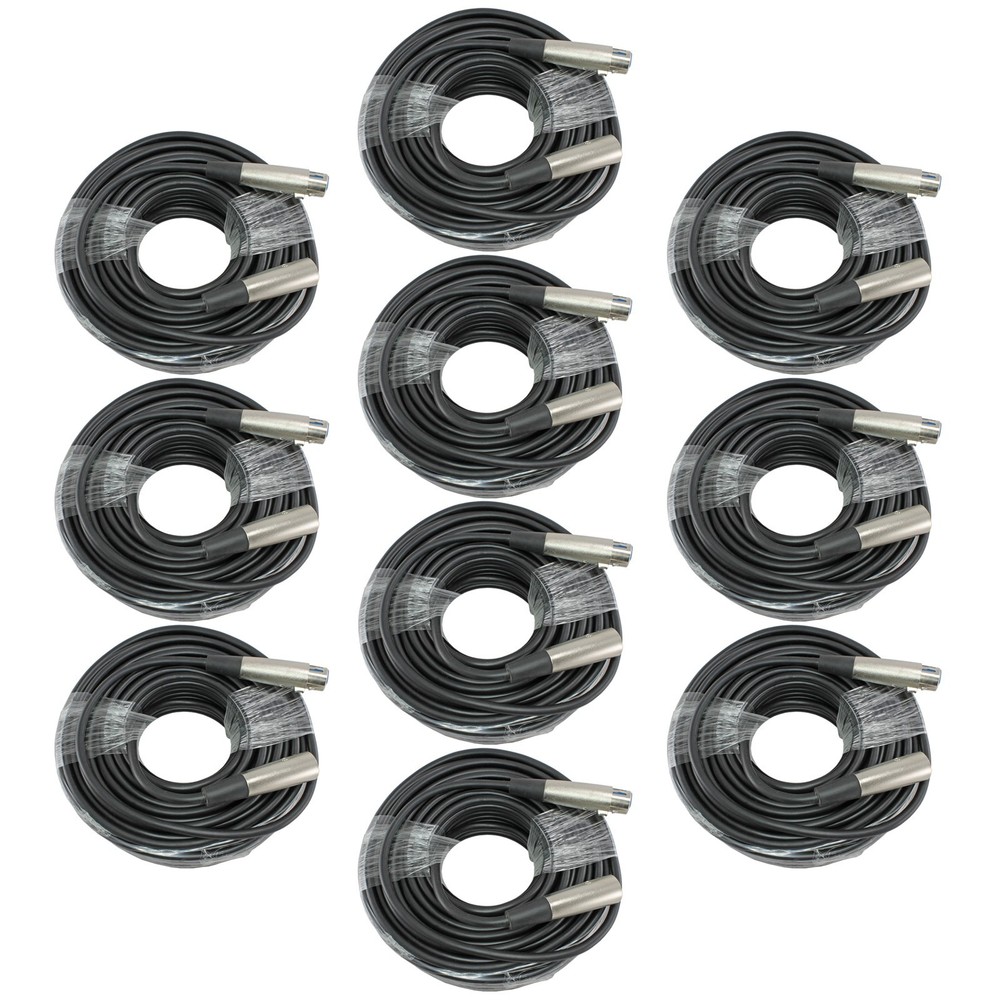 10 QTY 100FT PREMIUM XLR 3 Pin Male to Female Extension Mic Mixer Shielded Cable