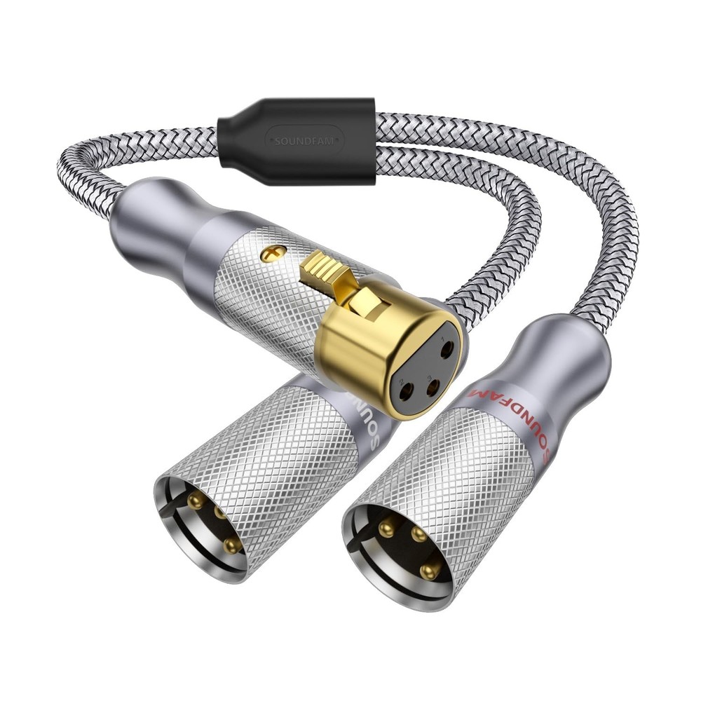 XLR Splitter Cable 1 Female to 2 Male Balanced Microphone Patch Y Splitter Ca…