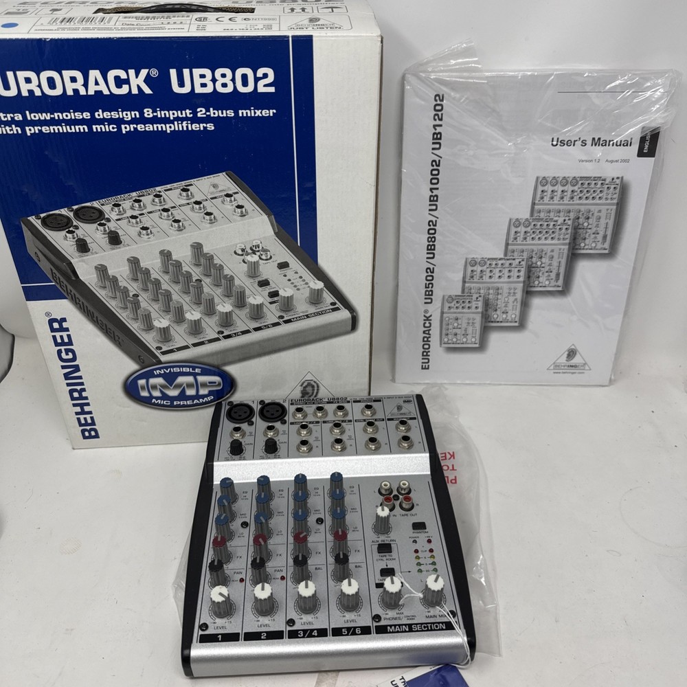 BEHRINGER EURORACK UB802 Ultra-Low Noise 8 Input 2 Bus Mixer – Unused! Read!