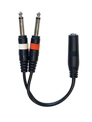 9in 1/4″ 1/4 Inch Stereo TRS Female to 2 X 1/4 Inch Male Mono Y Splitter Cable