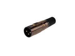 3 Pin XLR Male Mic Connector Gold Plated Pins – Black With Strain Relief Boot