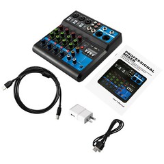 5-Channel Mixing Console Live Studio Audio Mixer Sound Board DJ USB Interface