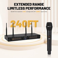 8-Channel Wireless Microphone System, UHF 500MHz Set 8 Cordless Mic I Melonare
