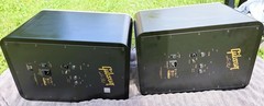 Gibson LP8 Powered Active Monitors Pair wCovers stands Flamed arch 100th Set LP-