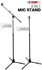 5 Core Microphone Stand Floor Height Adjustable w Extending Telescoping Boom Arm