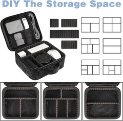 Travel Cable Storage Case, Adjustable Divider, Black