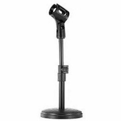 8″/20cm Black Iron Base Desk Mic Stand w/ Microphone Clip