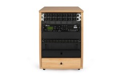 Gator Elite Series 12U Angled Studio Rack with Locking Casters – Maple Finish