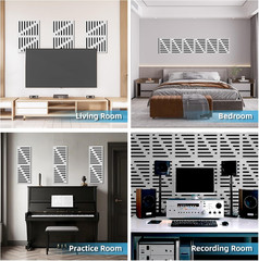 6-Pack Self-Adhesive Soundproof Acoustic Panels for Wall, 16 X 12 Inch Stripe De
