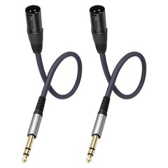 2 Pack 1/4 TRS to 3Pin XLR Male Auido Cable,6.35mm TRS to XLR Male Braid Quar…