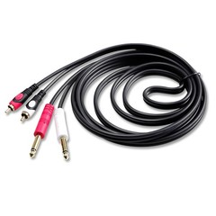 Tan QY RCA to 1/4 Cable 25Ft,Dual inch 2 x 6.35mm TS Mono Male 8M/25Ft