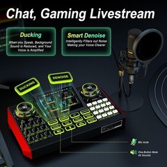 Professional Sound Mixer with Voice Changer & Reverb for Creators – 3.5/6.35mm