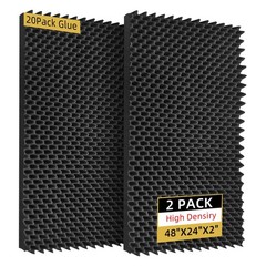 2 Pack Soundproof Foam Panels 48″x24″x2″ – High Density Egg Crate Pads for Home