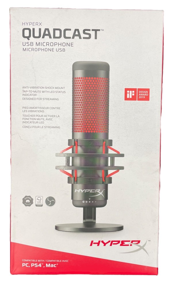 **NEW** HyperX Quadcast USB Microphone Kingston Black-Red HX-MICQC-BK